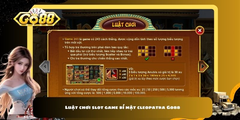 Luật chơi slot game bí mật cleopatra Go88